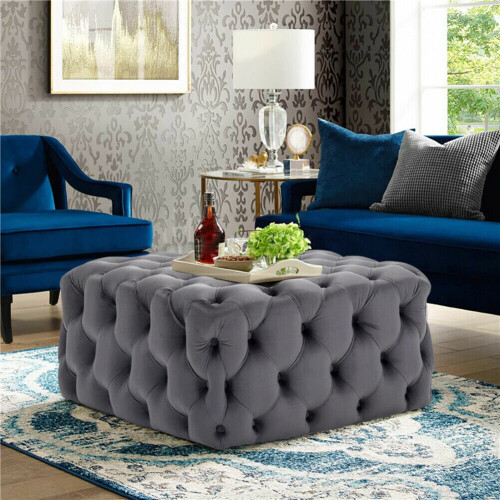 Living And Home Large Sofa Coffee Table Ottoman Pouffe Rest Footstool Button Chair 1