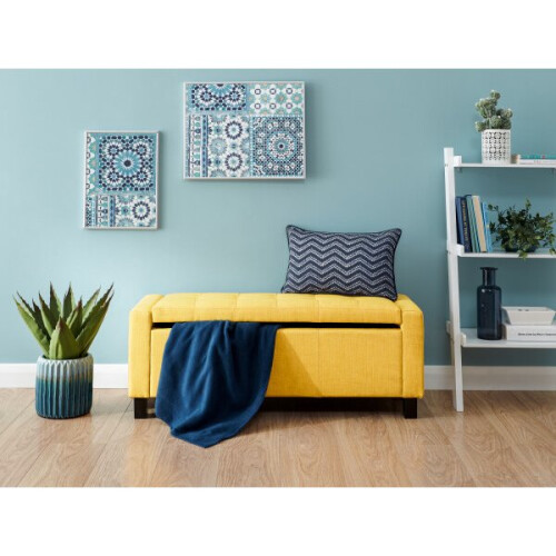 Verona Ottoman Storage Bench In Mustard Fabric