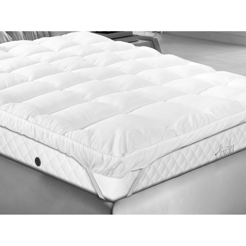 (10cm Microfibre Mattress Topper (Super King)) Extra Deep 4/"10cm' Premium Quality Soft & Breathable Microfiber Mattress Topper.