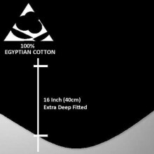 (Black, King) 100% Egyptian Cotton 200 Thread 40CM Fitted Sheet
