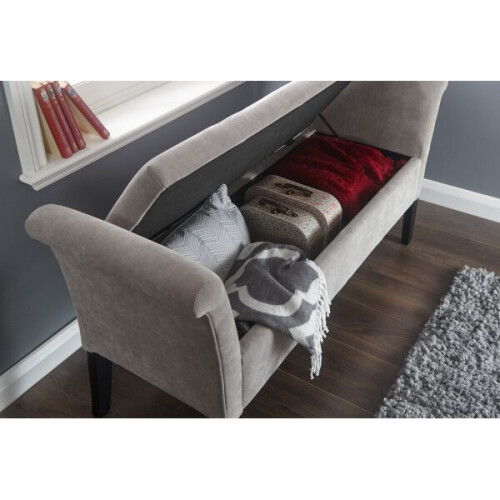 Balmoral Liftup Storage Silver Chenille Fabric Window Seat 1