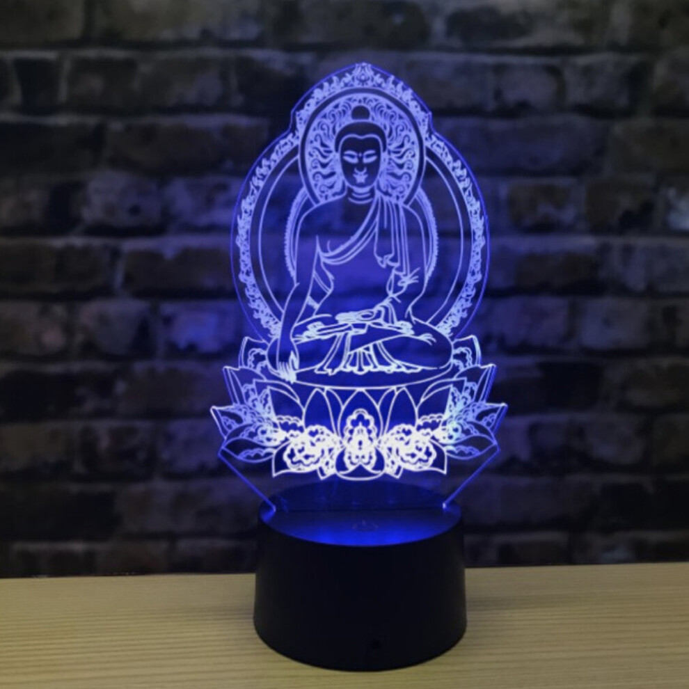 Sakyamuni Buddha 3D LED Night Light Bedroom Table Lamp Color Changing