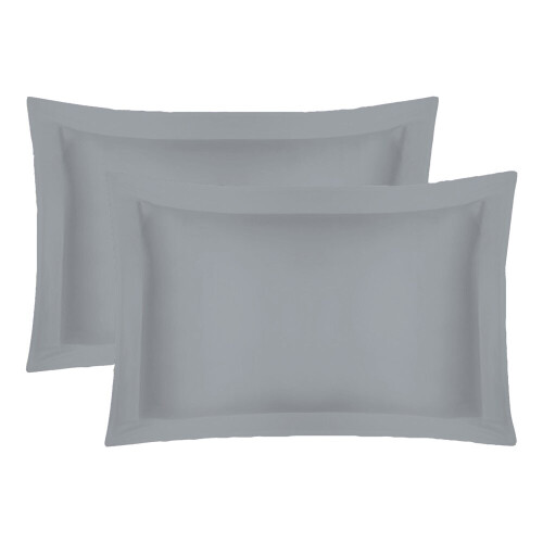 (Grey) Oxford Pillowcases 200 Thread Egyptian Cotton