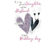 Daughter & Husband Wedding  Greeting Card Hand-Finished Champagne Range Cards