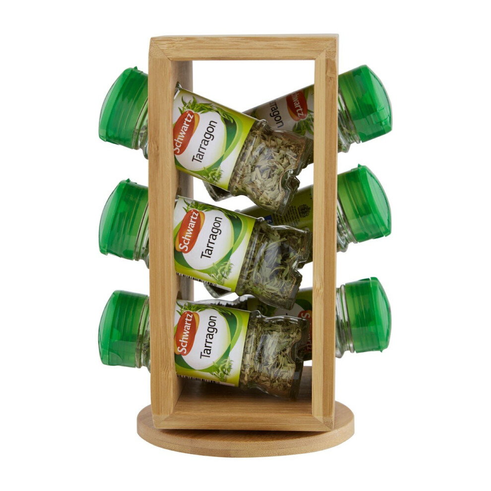 Premier Housewares 6 Bottles Bamboo Wood Revolving Spice Rack