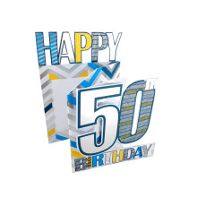 50th Birthday Male 3D Cutting Edge Birthday Card Foiled Greeting Cards