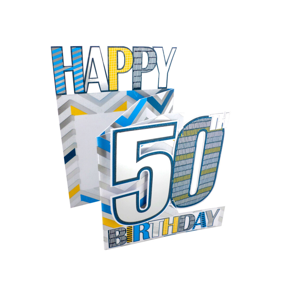 Second Nature 50Th Birthday Male 3D Cutting Edge Birthday Card Foiled Greeting Cards