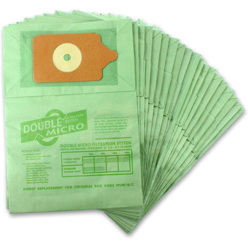 Paper Dust Bags for Numatic Nuvac NVH370 NNV370 Vacuum Cleaner (Pack of 20)