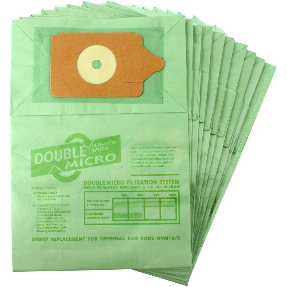 Spares2go Paper Dust Bags For Numatic Nuvac Nvh370 Nnv370 Vacuum Cleaner (Pack Of 10)