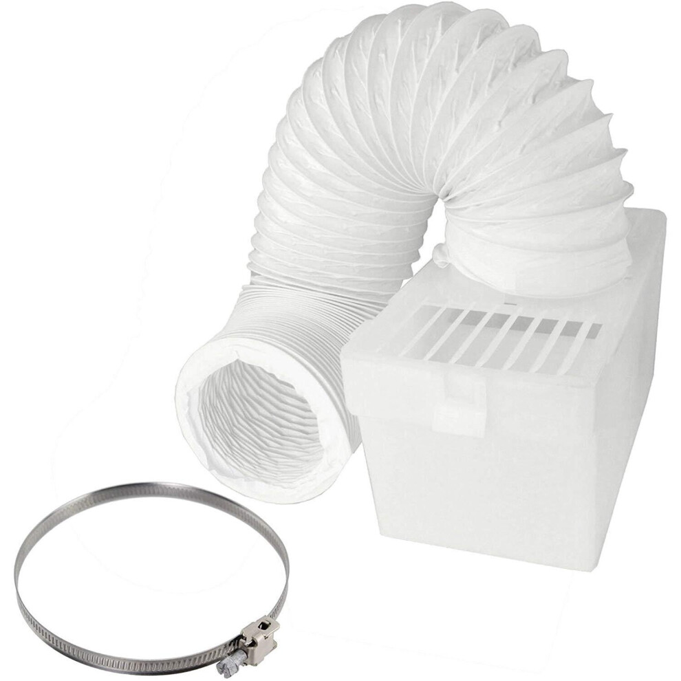 Condenser Vent Box & Hose Kit With Screw Clip for White Knight Vented Tumble Dryer (4" / 100mm Diameter)