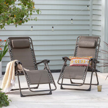 Sun Lounger Set of 2 Bronze Zero Gravity Loungers