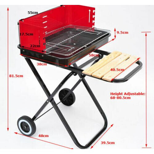 Foldable Charcoal Trolley Barbecue ,BBQ Grill, Black,Red, Best 1