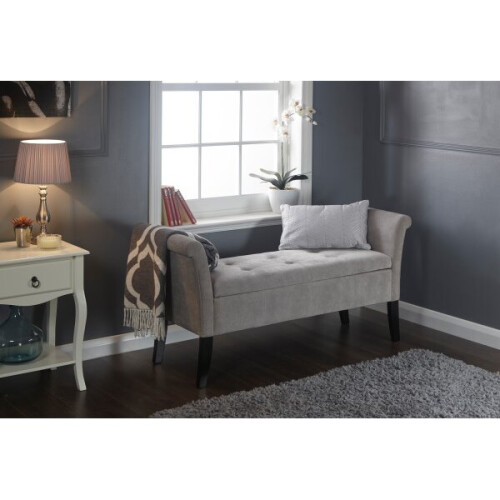 Balmoral Liftup Storage Silver Chenille Fabric Window Seat
