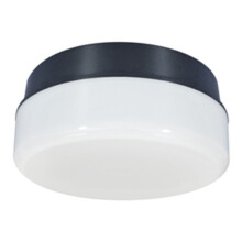 AC/BL100 ASD Circular Bulkhead Light Fitting - 100W B22, IP44, Black, 232mm Diameter, Quick-Fit Opal Cover