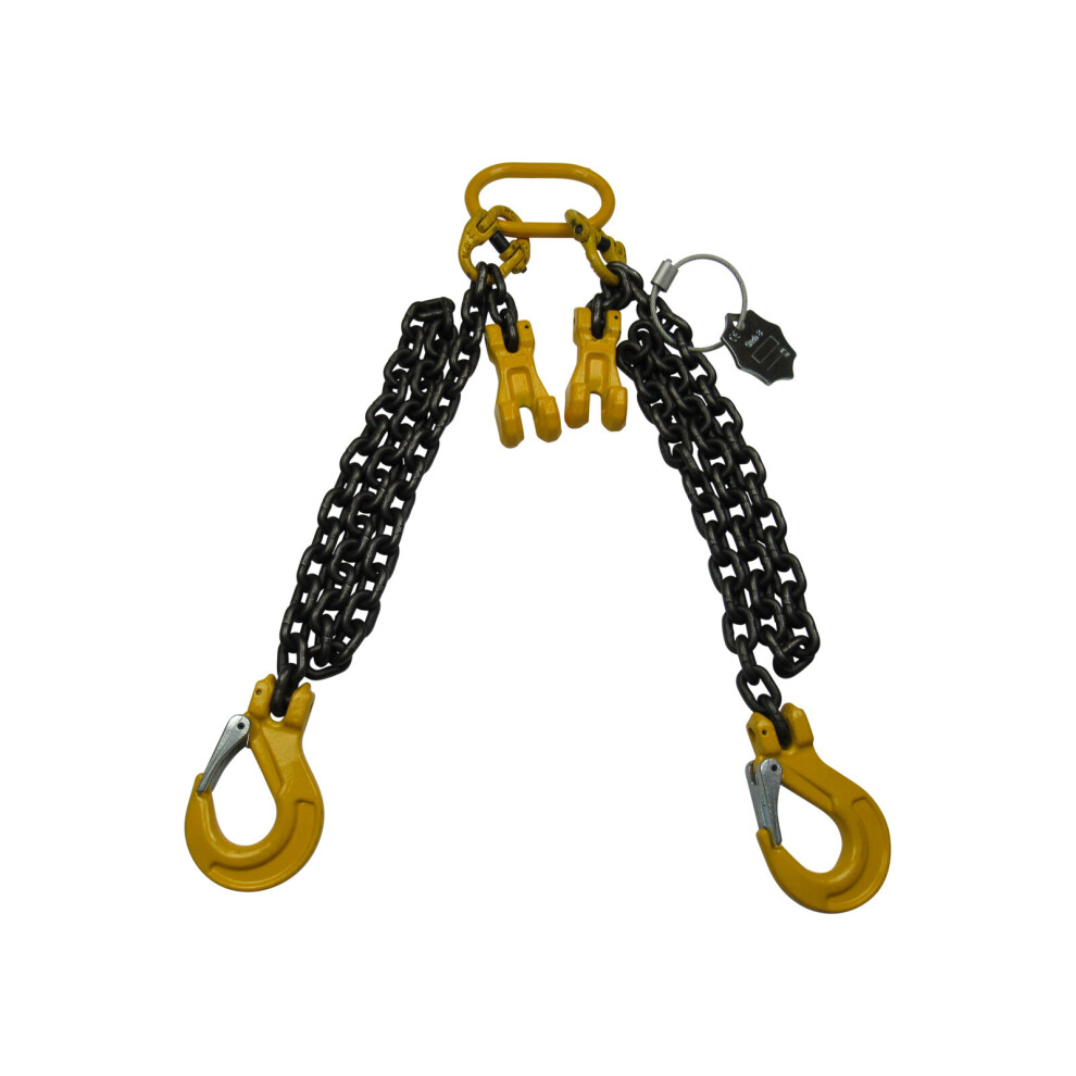 ( 11.2T @ 0-45° / 8T @ 45-60° , 1 Metre) Lifting Chain Slings 2 Legs with Shorteners