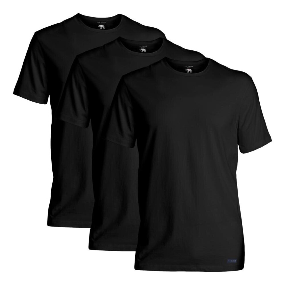 Ted Baker 3 Pack Cotton Stretch Crew Neck Tee - Black / Black / Black - Medium