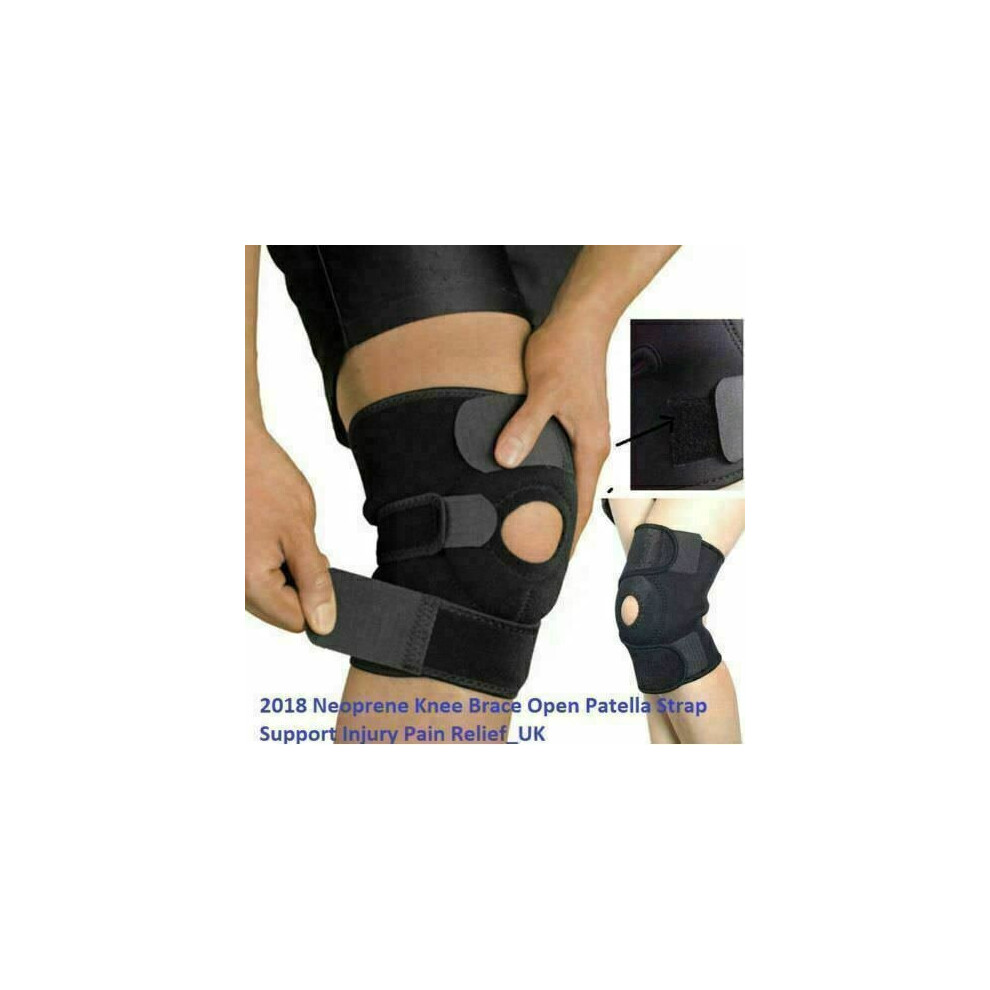 Black Neoprene Adjustable Open Knee Patella Tendon Support Brace Sleeve _UK