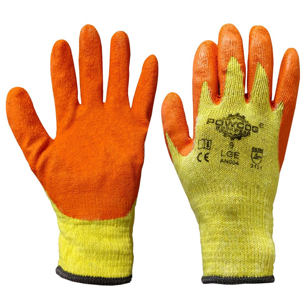 (Extra Large ) 24 Pairs Latex Coated Builders Safety Grip Work Gloves Mens Rubber Gardening