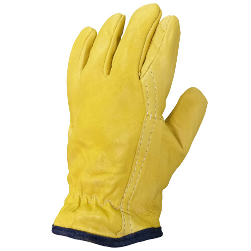 (Large) Soft Leather Lorry Driver Safety Work Gloves Fleece Cotton Lined 1