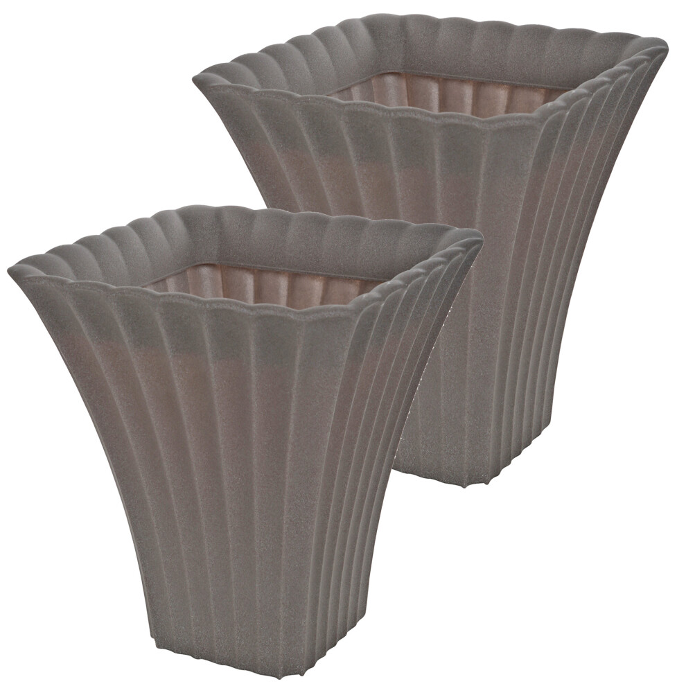 Urbn Living (X2, Taupe ) Tall Square Flower Plant Pot Garden Planter
