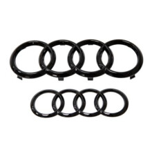 Audi Gloss Black Front & Rear Ring Badge Emblem for Q3 Q5 Q7 S-Line Quattro SQ3 SQ5 SQ7 - Easy Install, High Quality Replacement