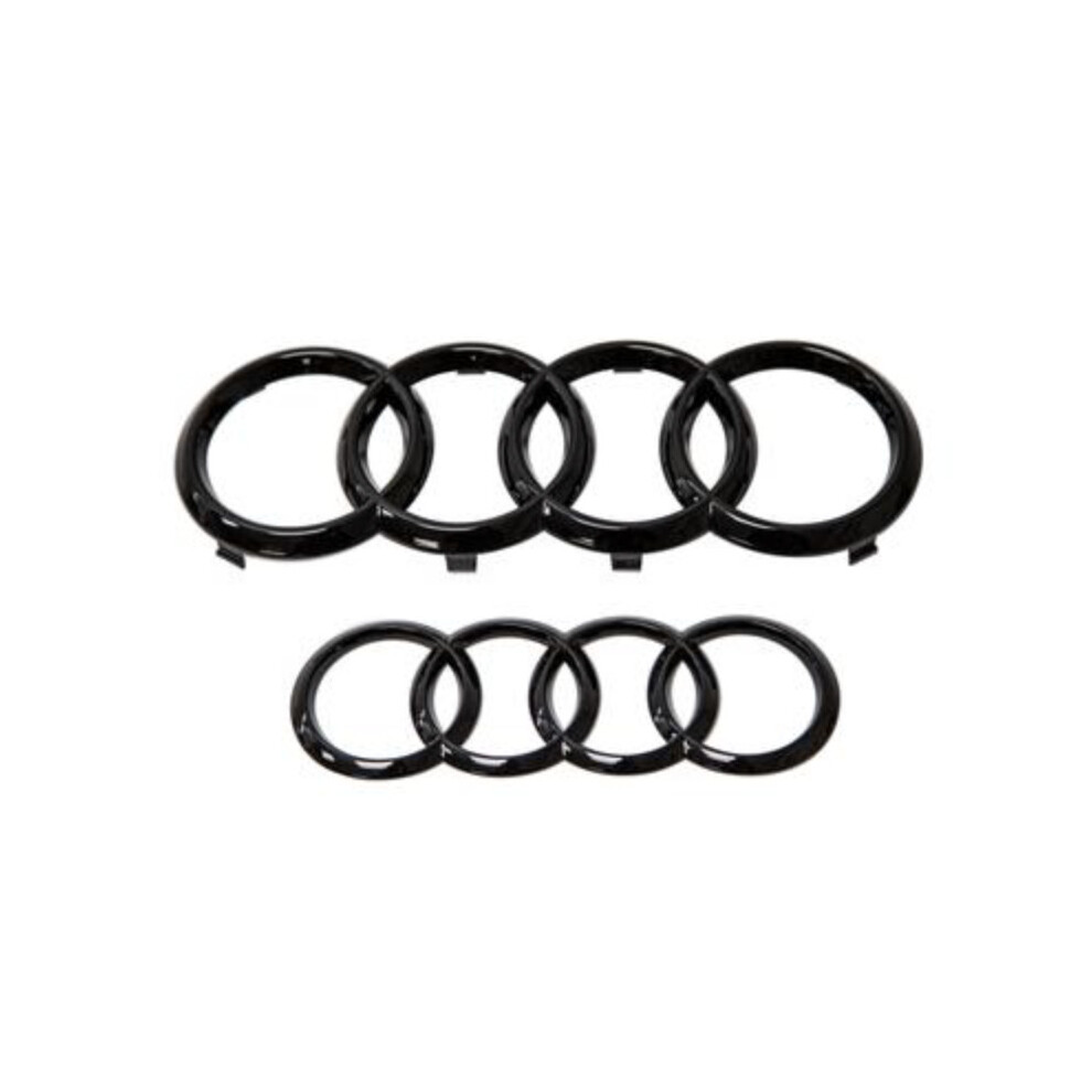 AUDI BLACK GLOSS FRONT & REAR RINGS BADGE EMBLEM AUDI Q3 Q5 Q7 S-LINE QUATTRO SQ3 SQ5 SQ7