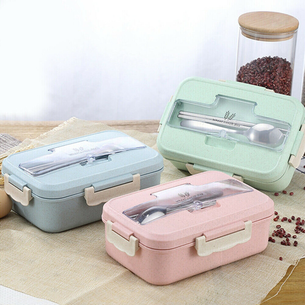 (Green) 3 Compartments Lunchboxes Food Bento Boxes