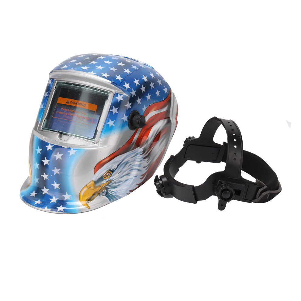 (Silver Flag Eagle) Auto Darkening Welding Helmet Mask Welder Grinding Function SolarPower