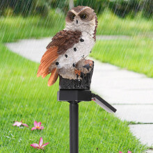 (Brownish Yellow) Owl Solar Powered Garden Light LED Outdoor
