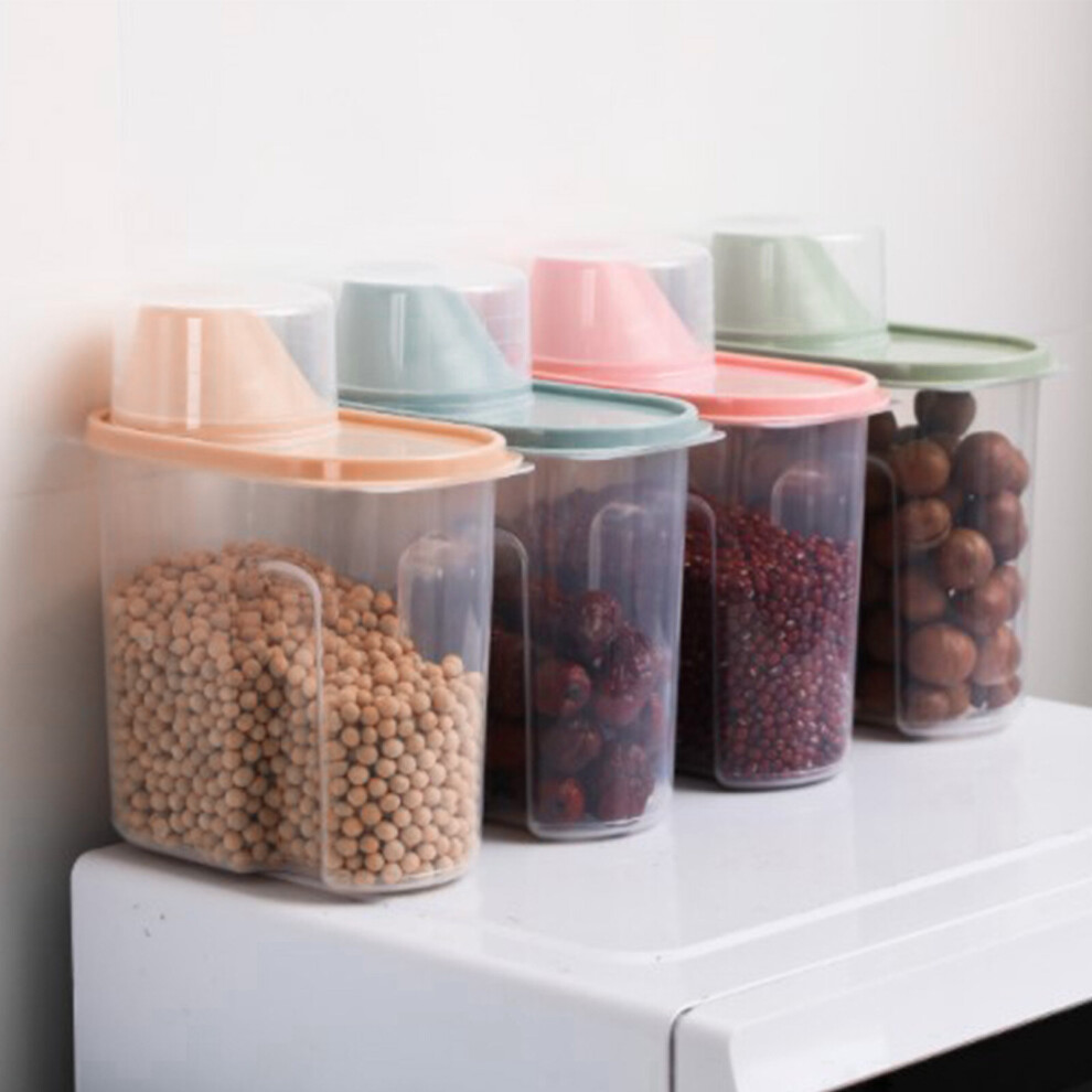 4pcs Large Capacity Airtight Dry Food Container Durable Cereal Storage Tank 2.5L