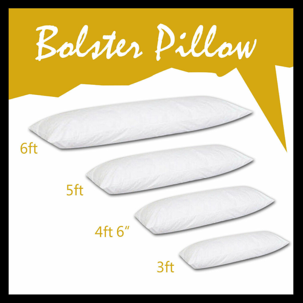 (Double 4ft 6inch) Deluxe Quality Duck Feather & Down Bolster Pillow Effective Support 100% Cotton Cover Available in All Sizes