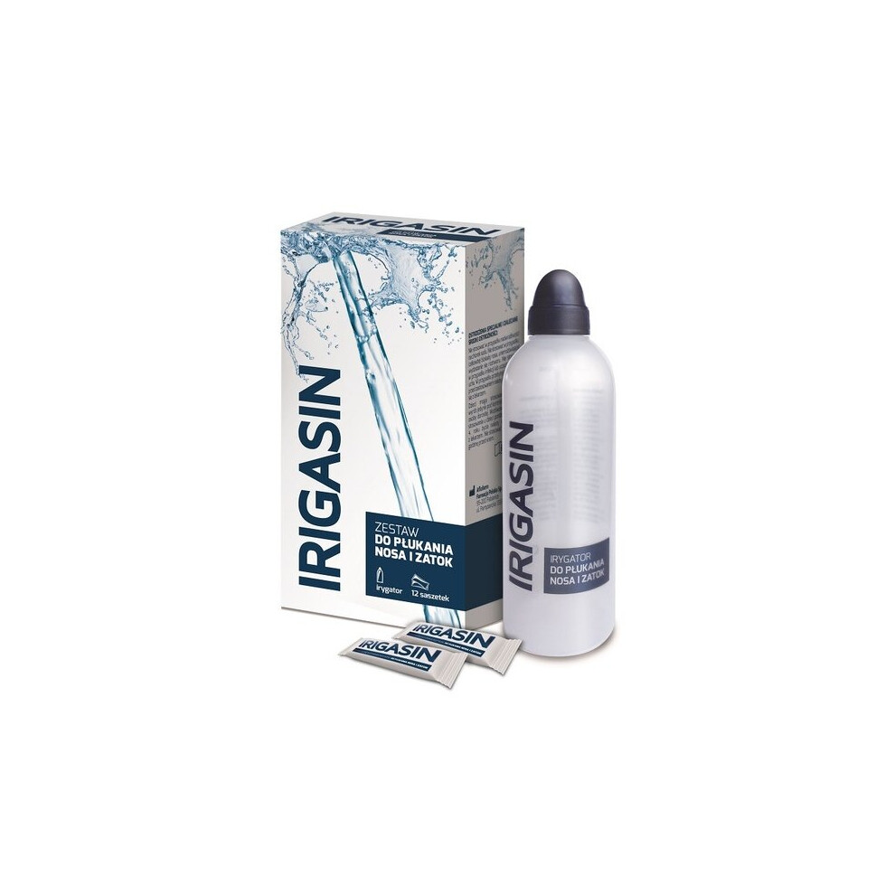 Irigasin Nasal Rinse Kit: 12 Sachets + Bottle for Nose and Sinus Care