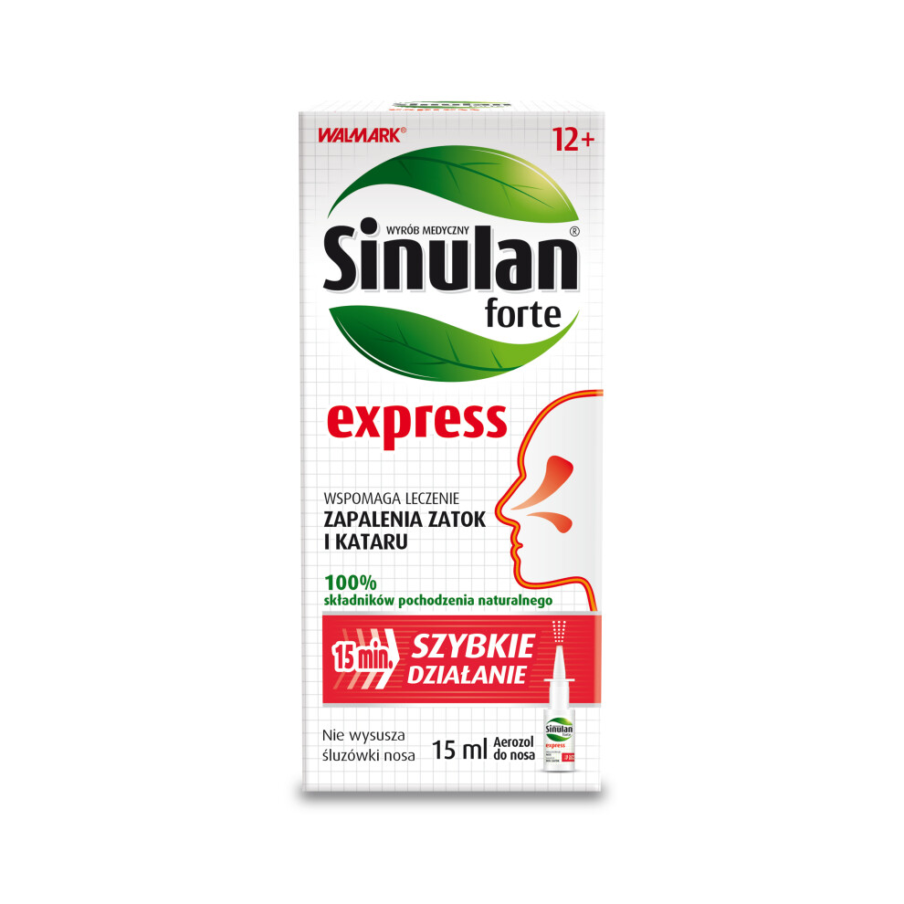 Walmark Sinulan Express Forte, Nasal Spray, 15Ml Sore Throat Cold & Flu