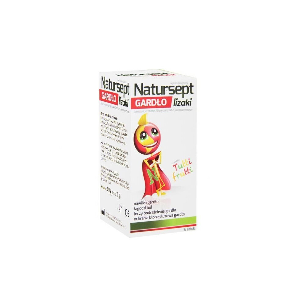 Natursept Med Tutti-frutti Lollipops, 6 pieces Sore Throat Cold & Flu