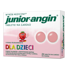 Junior-angin, for children from 4 years, strawberry flavor, 24 lozenges