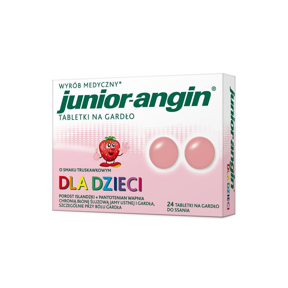 Junior-angin, for children from 4 years, strawberry flavor, 24 lozenges