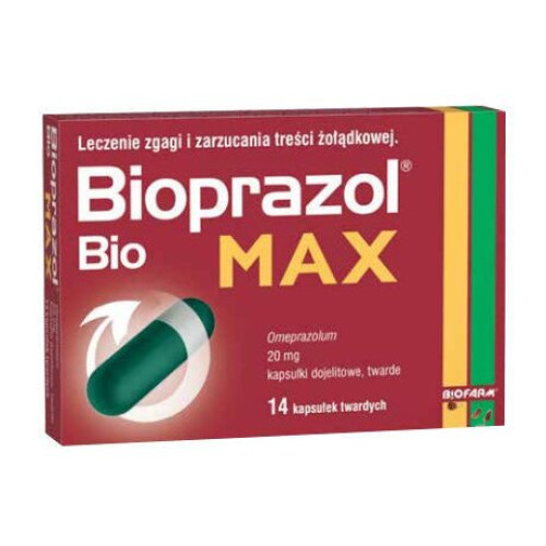 Bioprazol Bio Max 20mg, 14 capsules Heartburn Reflux