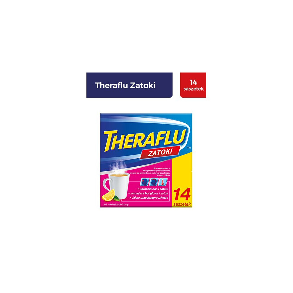 Theraflu Zatoki, 14 sachets Sore Throat Cold & Flu