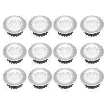 (12pcs, White Light) Solar-Powered Stainless Steel LED Deck Lights