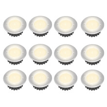 (12pcs, Warm White) Solar-Powered Stainless Steel LED Deck Lights