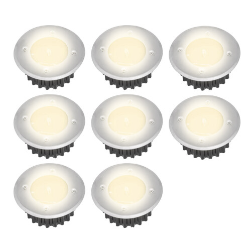 (8pcs, Warm White) Solar-Powered Stainless Steel LED Deck Lights