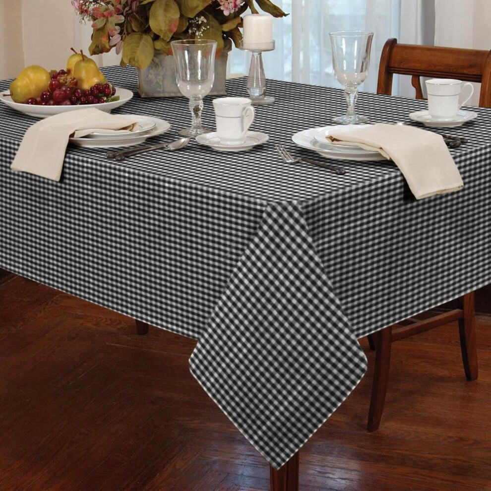 (Black, Square 54" x 54") Gingham Tablecloth Patterned Table Covering