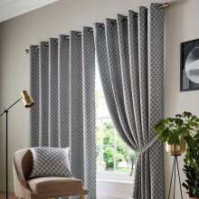 (Latte, 90" x 72") Alan Symonds Jacquard Curtains Eyelet Ring Top Fully Lined Ready Made