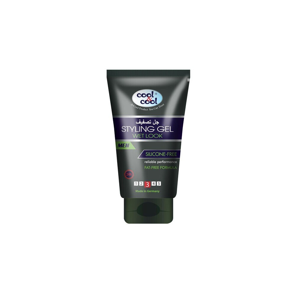 Cool & Cool Styling Gel For Men Wet Look 150Ml | Strong Hold, Shiny Finish | Ideal For All Hair Types, Non-Flaking, All-Day Style