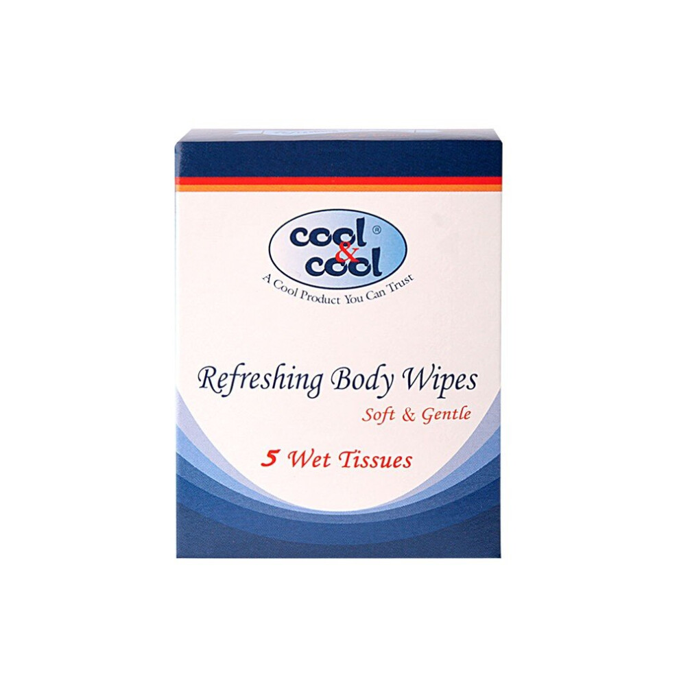 Cool & Cool Refreshing Body Wipes 5'S | Cooling, Antibacterial Wipes For On-The-Go | Alcohol-Free, Moisturizing & Gentle On Skin