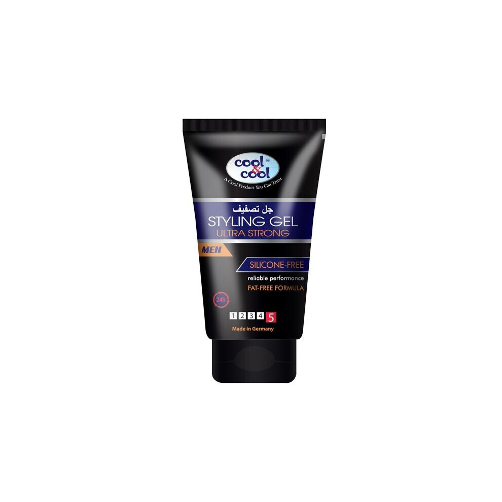 Cool & Cool Styling Gel For Men Ultra Strong 150Ml | Maximum Hold, Non-Flaking Hair Gel | Ideal For Thick & Textured Hair, All-Day Style