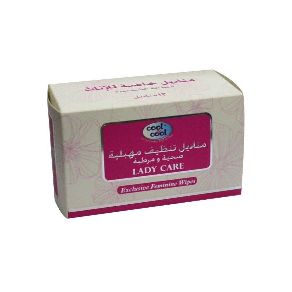 Cool & Cool Lady Care Feminine Wipes - 12'S | Gentle, Refreshing & Hygienic, Ideal For Feminine Hygiene, Soft & Convenient For On-The-Go Use