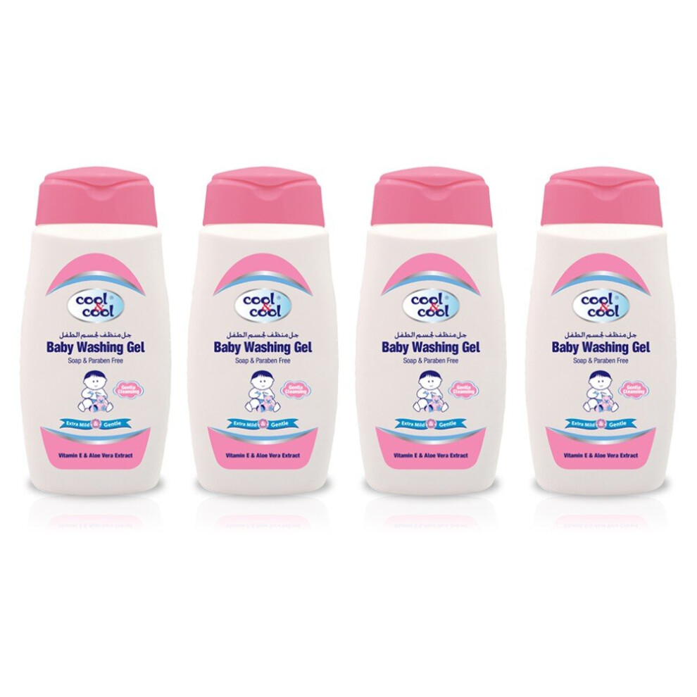 Baby Washing Gel 250Ml (Pack Of 4) | Gentle, Tear-Free Baby Wash | Hypoallergenic, Moisturizing, Alcohol-Free Formula For Sensitive Skin Cool & Cool
