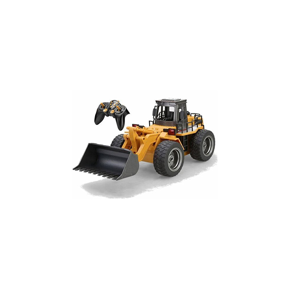 Top Race Remote Control Bulldozer For Kids - RC Excavator Digger Tractor - Full Functional Front Loader Toy - Construction Truck W/ 3D Lights & Sounds