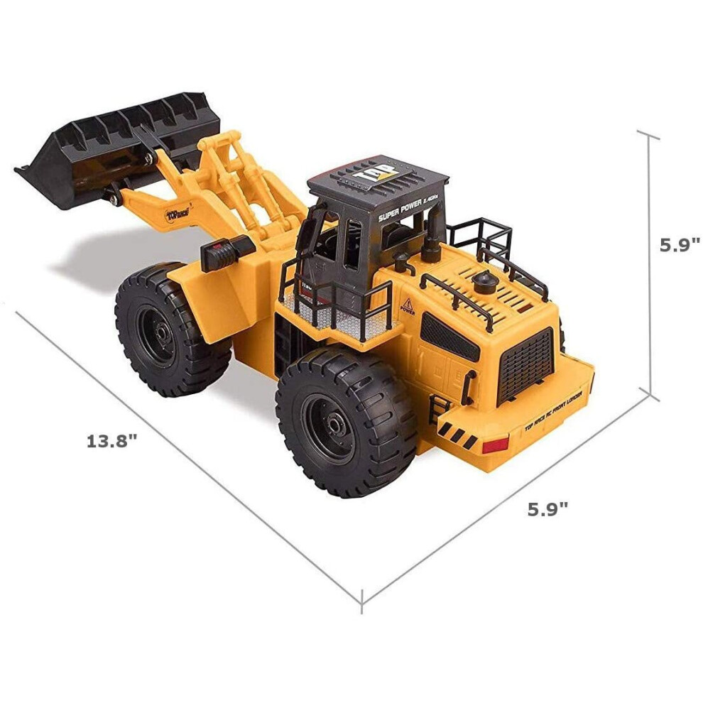 Top Race Remote Control Bulldozer For Kids - RC Excavator Digger